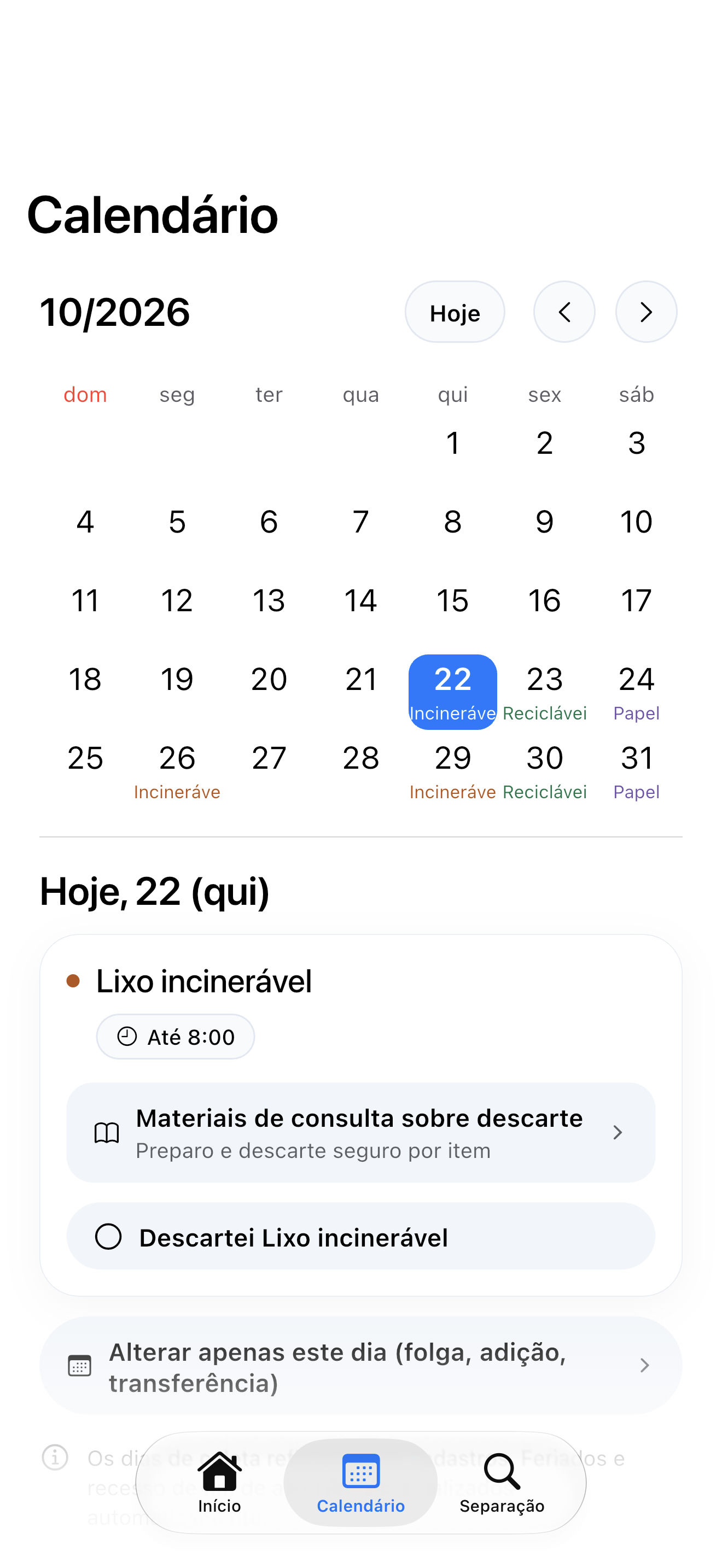 Calendário — iPhone